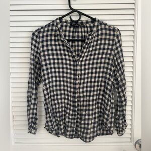 Massimo Dutti Womens Button Front Gingham Checked Shirt
